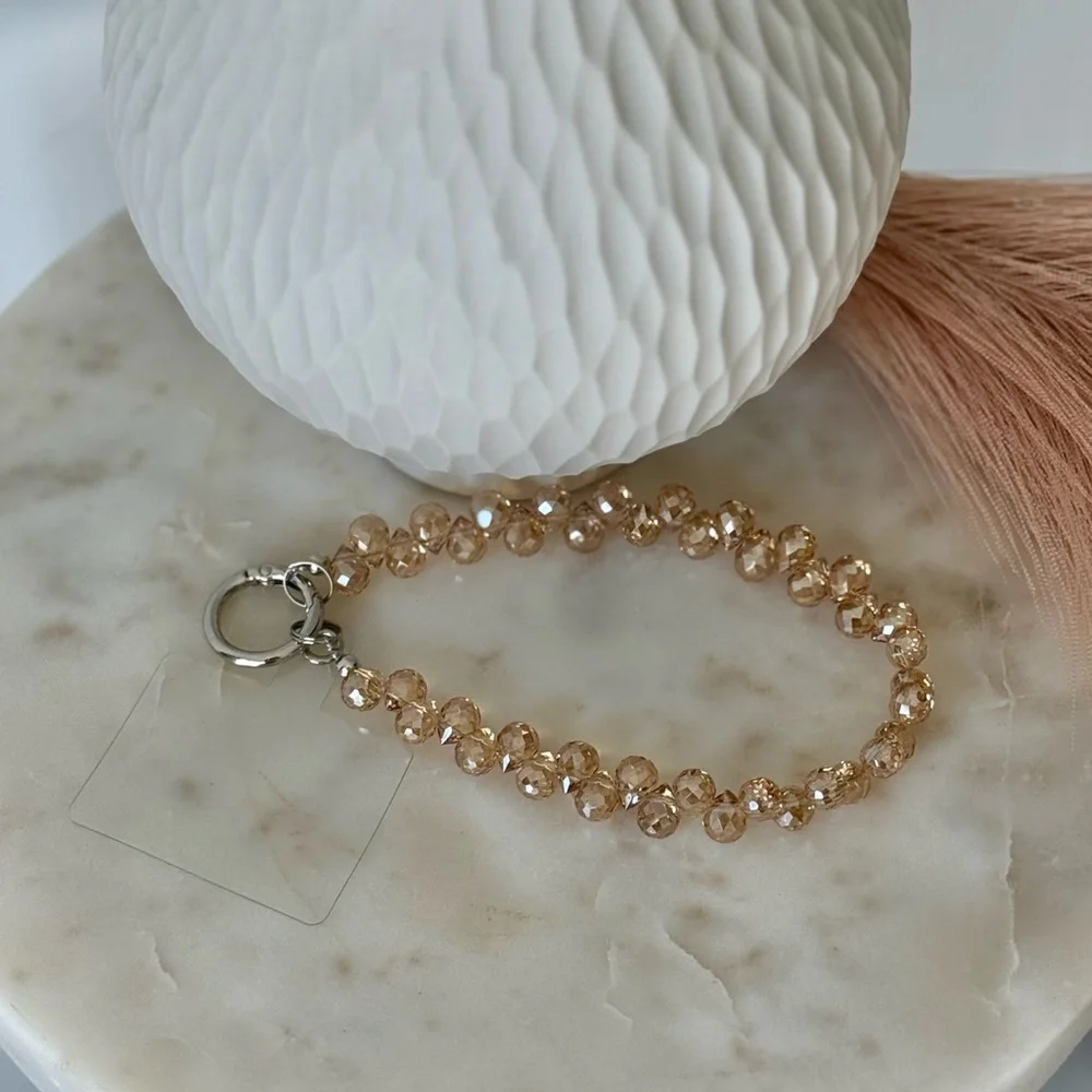 ✨Crystal Beaded Phone Wrist Strap/Keychain - Champagne 🥂 ✨